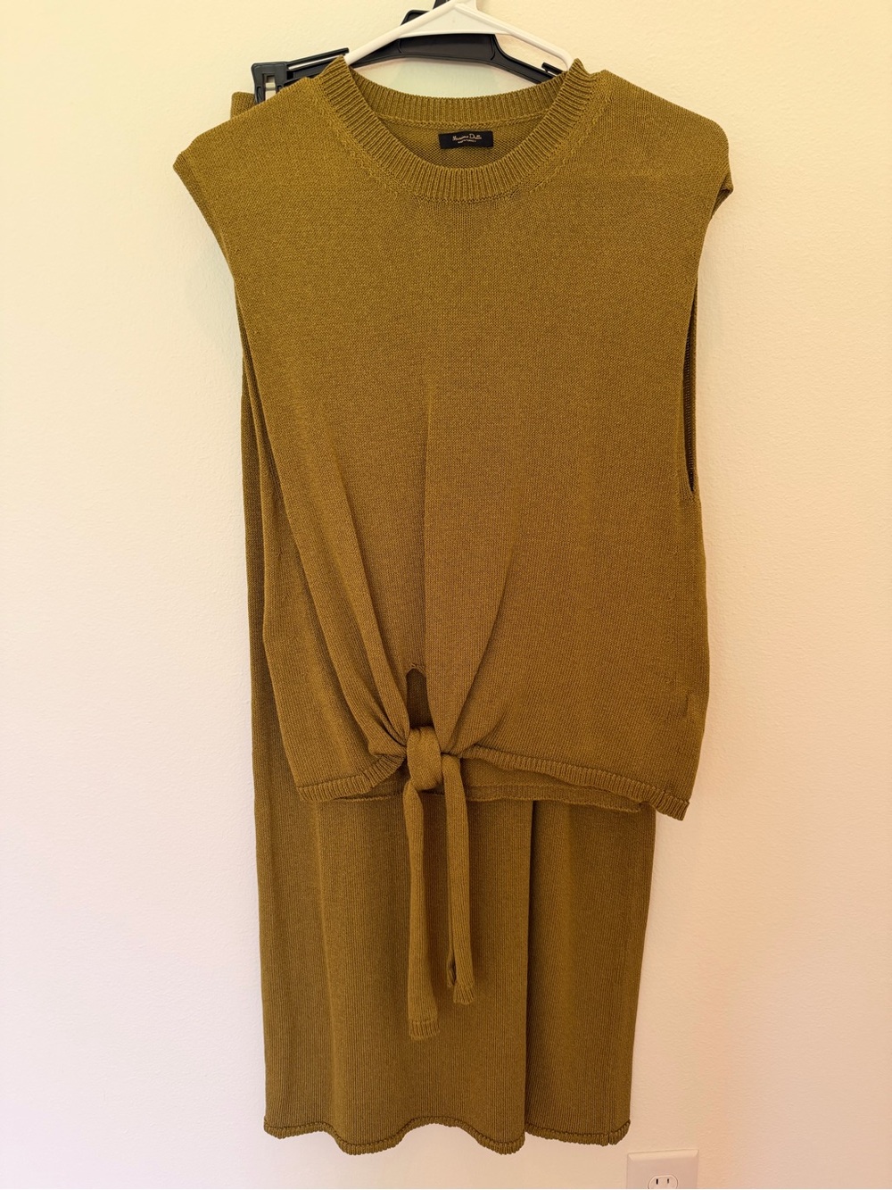 Massimo Dutti Knot Front Knit matching Set - Olive